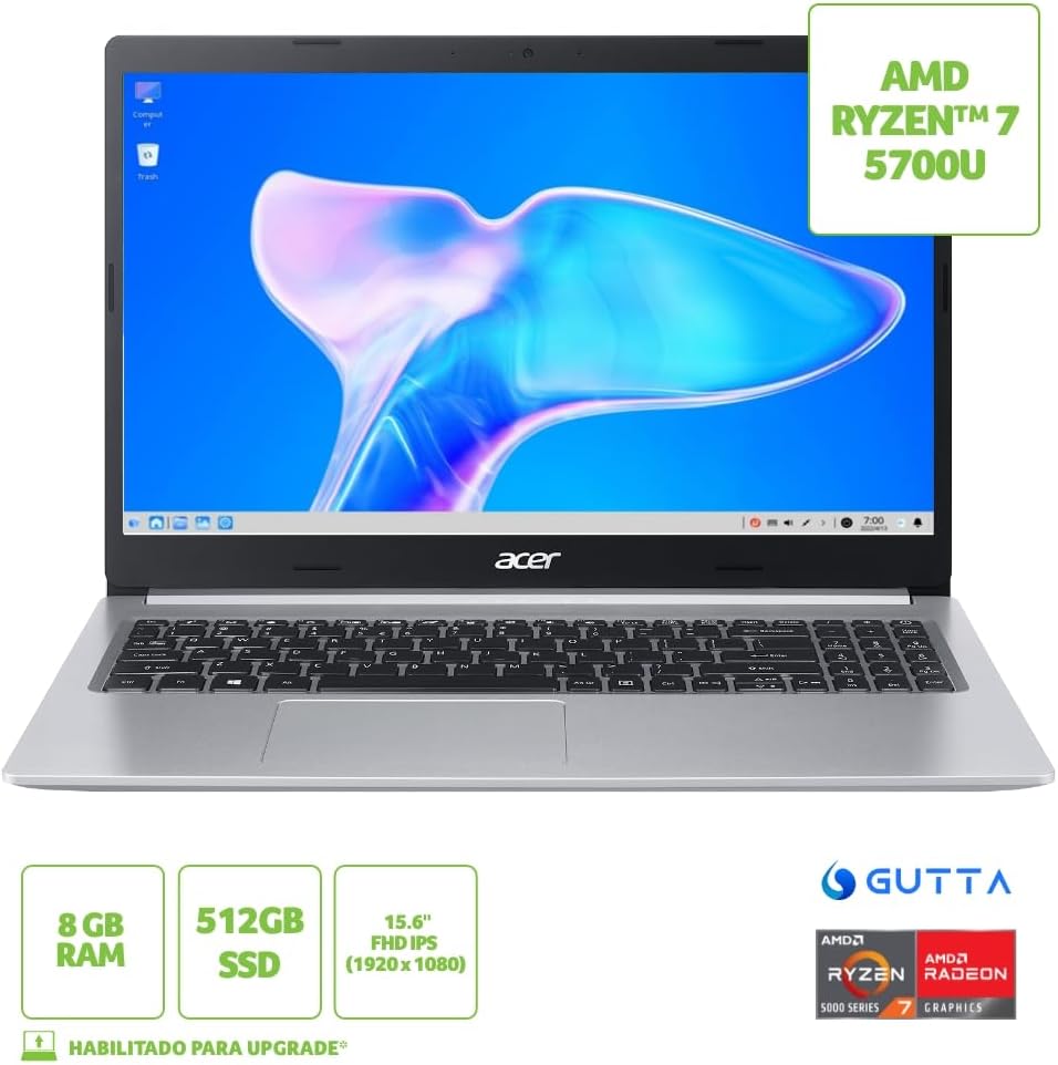 Notebook Acer Aspire 5 A515-45-R6BL AMD Ryzen 7 Linux Gutta 8GB 512GB SDD 15,6 Full HD